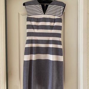 Tommy Hilfiger Business/Casual Nautical Grey White Stripe Dress, Size 4